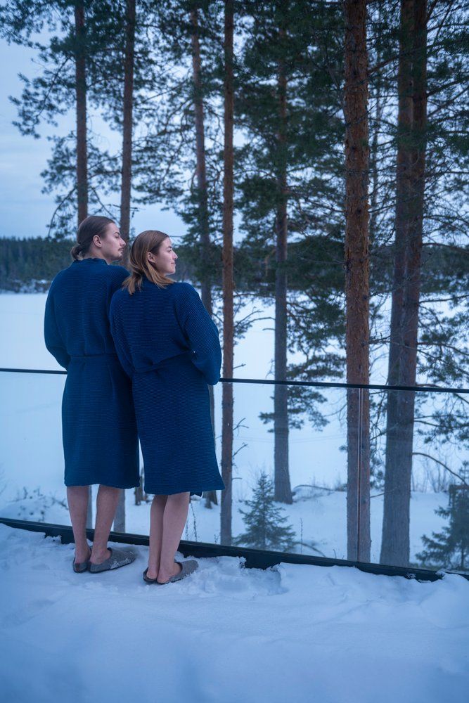 Rento Kenno unisex sauna badjas donkerblauw - S/M
