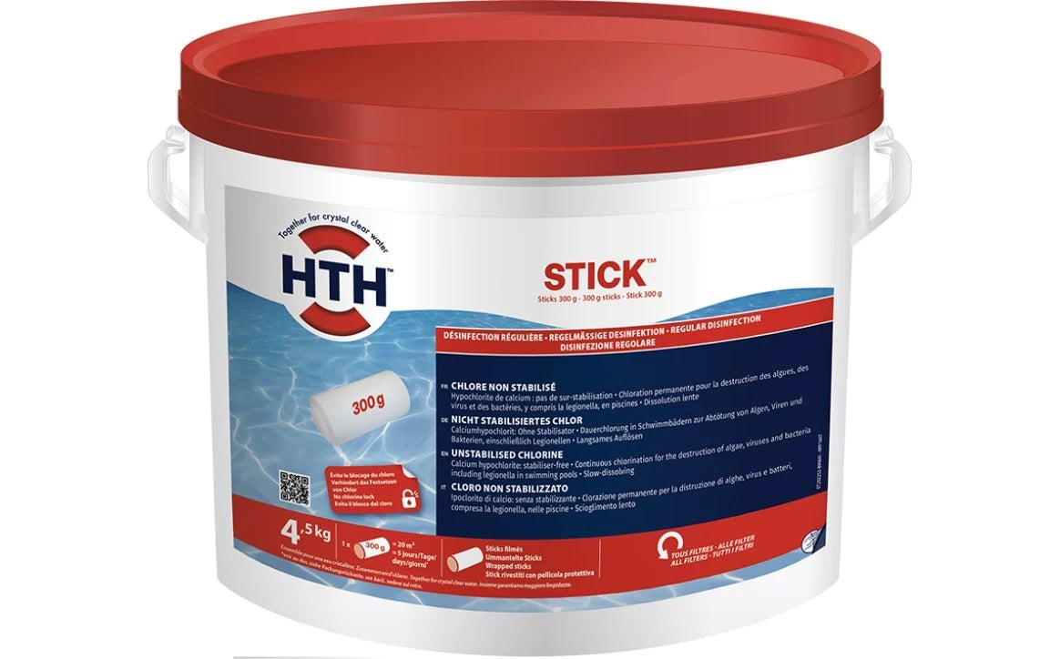 HTH 300 grams zwembad chloorsticks 4,5kg