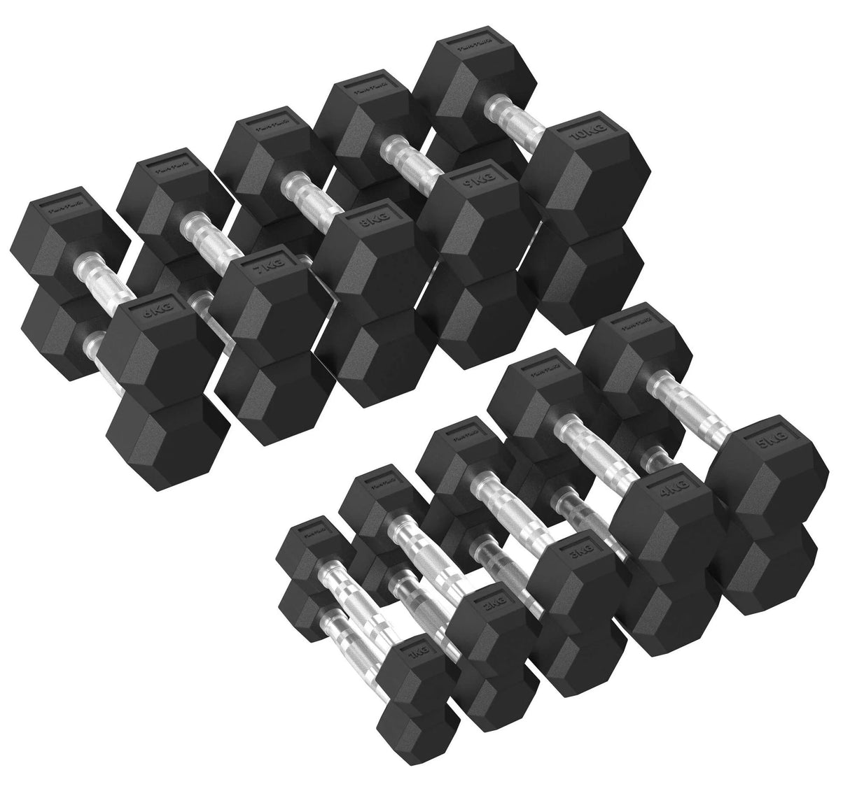 Tunturi Platinum Hex Rubber Dumbbell Set 1 - 10 kg