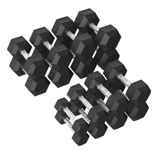 Tunturi Platinum Hex Rubber Dumbbell Set 2,5 - 20 kg