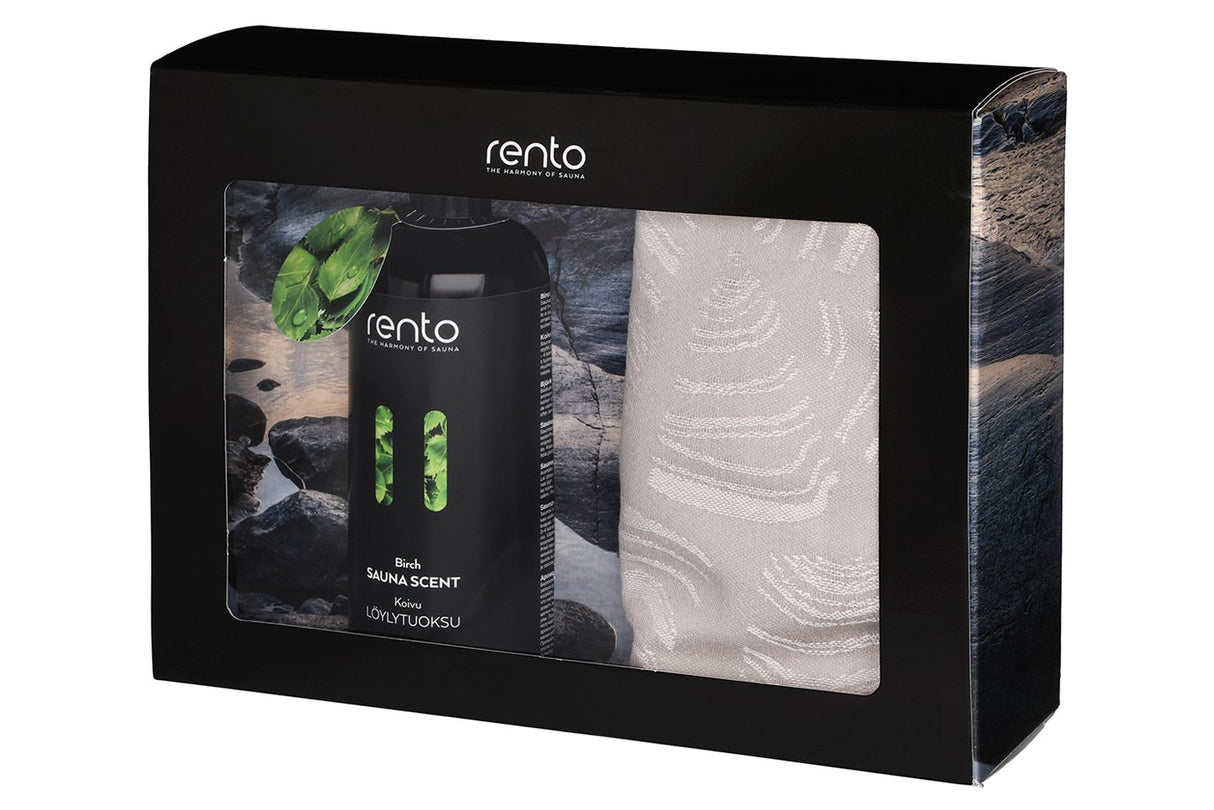 Rento cadeauset - Berken saunageur en 2 handdoeken