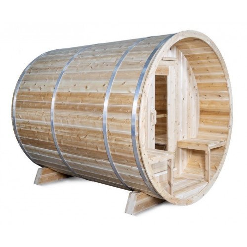 Dundalk White Cedar barrel sauna Ø200 x 245 cm met veranda