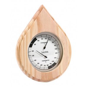 Sauna thermo-hygrometer druppelvorm - Pine